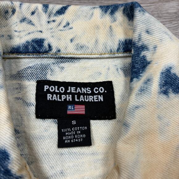 NWT VTG Polo Jeans Co Ralph Lauren Indigo Reverse Tie Dye Denim Jacket Small - Picture 4 of 8
